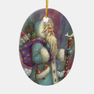 BLAU BELSNICKLE, NORDLICHTE UND PENGUINEN KERAMIK ORNAMENT