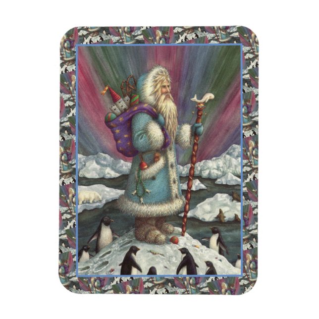 BLAU BELSNICKLE, NORDLICHTE UND PENGUINEN MAGNET (Vertikal)