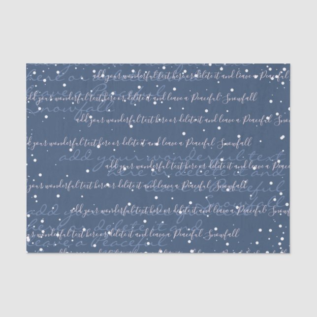 Blau | Benutzerdefinierter Skripttext Elegante Wei Seidenpapier (Vorderseite)