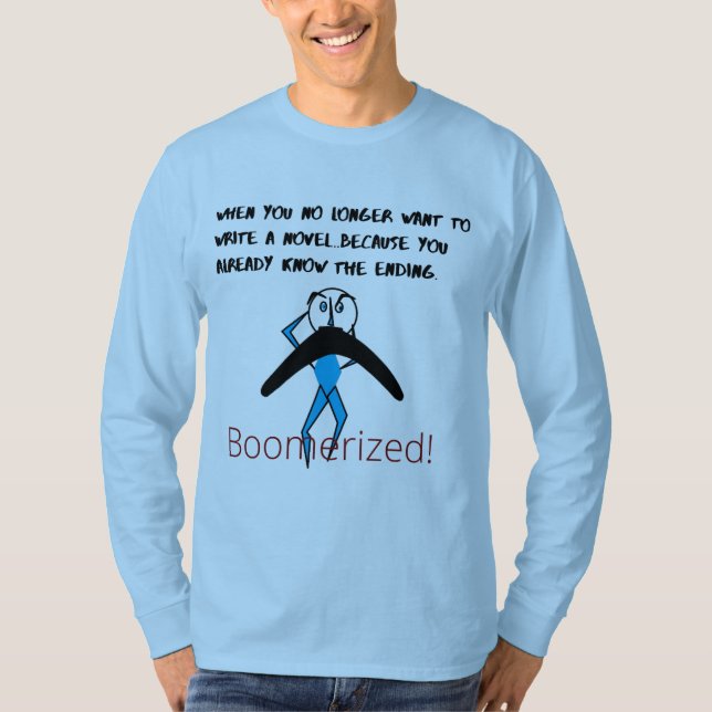 Blau 'bereits Know' Basic Long Sleeve Boomeranging T-Shirt (Vorderseite)