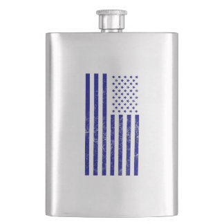 Blau beunruhigte amerikanische Flagge Flachmann