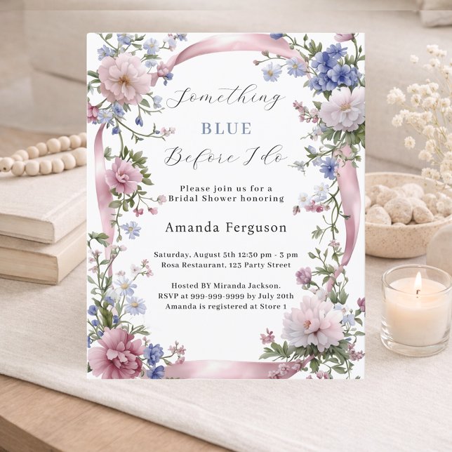 Blau bevor ich florals Bridal Dusche Einladung (Von Creator hochgeladen)