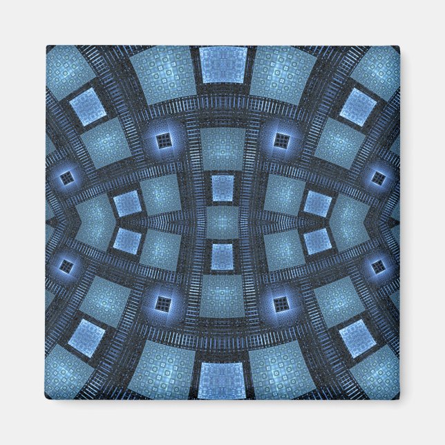 Blau bewegt Abstrakt geometrisches Muster Magnet (Vorne)