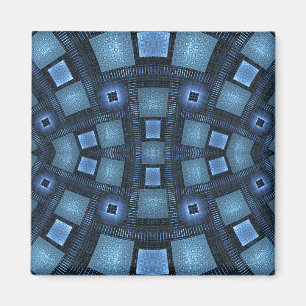 Blau bewegt abstraktes geometrisches Muster Magnet