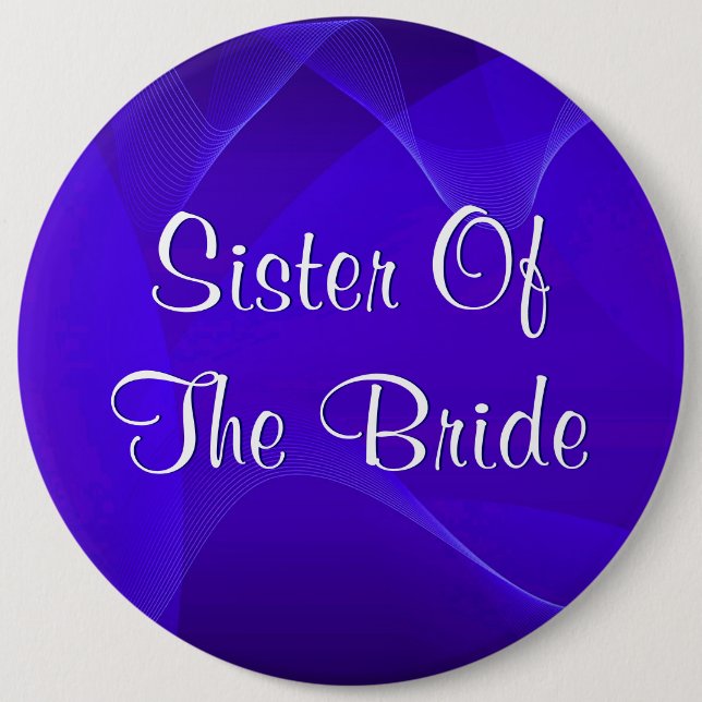 Blau bewegt Schwester der Braut wellenartig Button (Vorderseite)