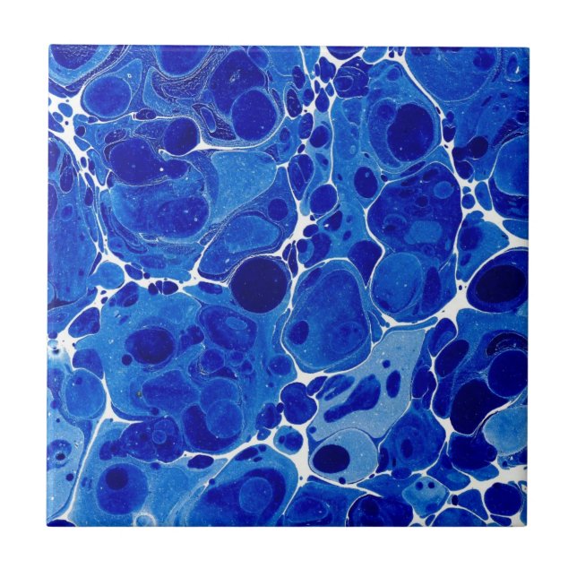 Blau bewegt Seeschaumfliese wellenartig Fliese (Vorderseite)