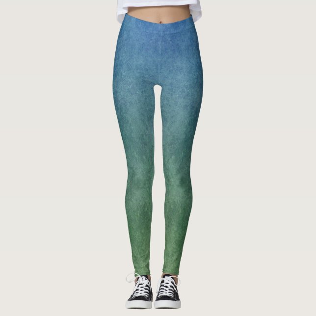 Blau bis grün gestrahlt leggings (Vorderseite)