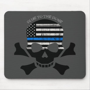 Blau bis Knochen (schwarz) Mousepad