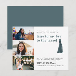 Blau | Bis zum Tassel Abschluss Foto Party Einladung