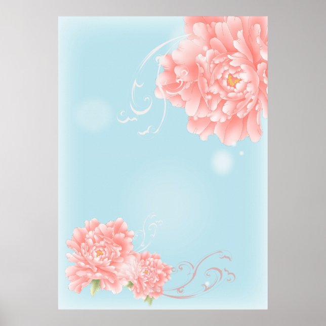 Blau-blaue, blühende, rosa Blume Poster (Vorne)