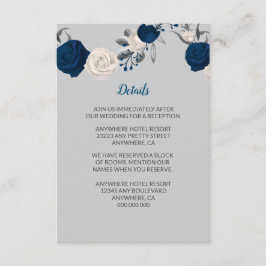 Blau-blaue Blume silberne Blätter graue Details Begleitkarte