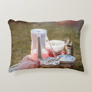 Blau-blaue Keramik Teller und Pitcher Dekokissen