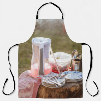 Blau-blaue Keramik Teller und Pitcher Schürze
