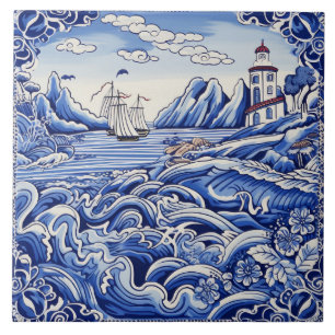 Blau-blaue Liebhaber des Mittelmeers Fliese
