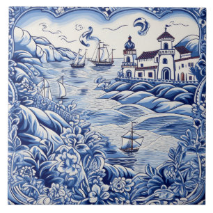 Blau-blaue Liebhaber des Mittelmeers Fliese