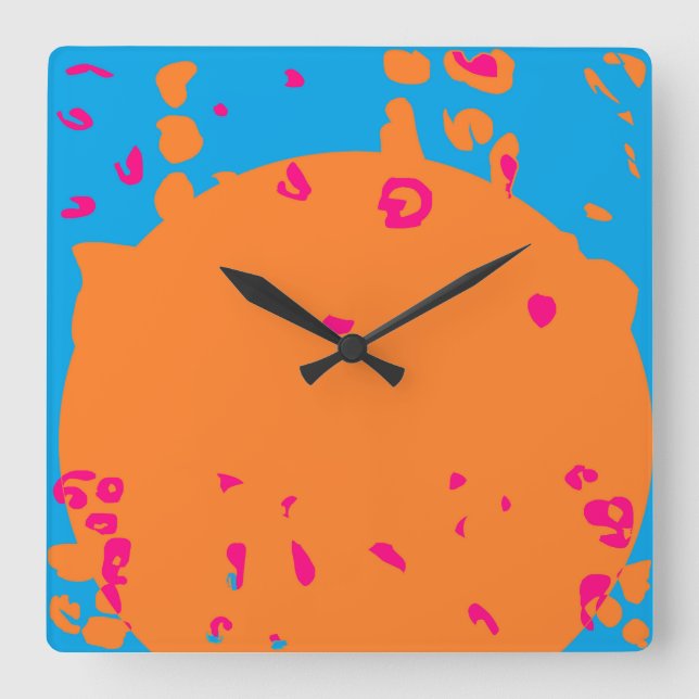 Blau-blaue und blassorangefarbene Gestaltung Quadratische Wanduhr (Vorderseite)