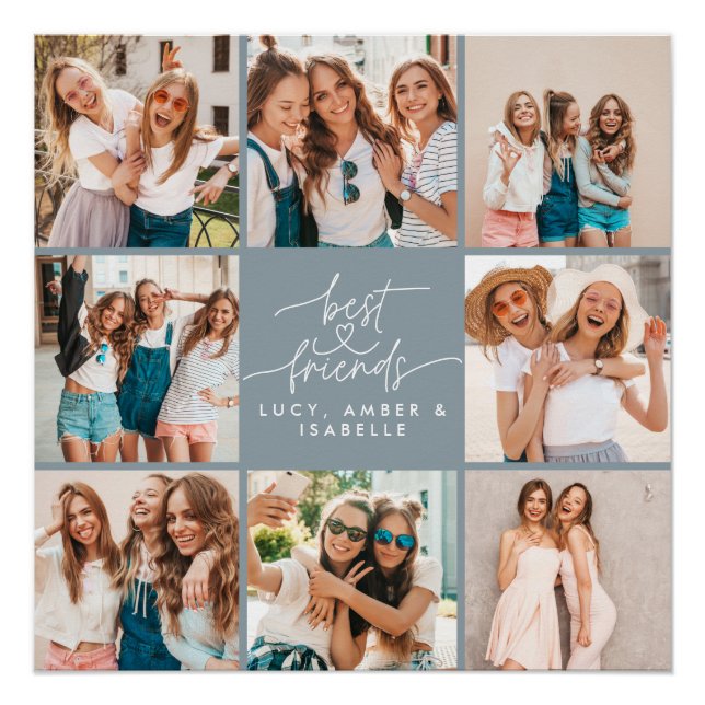 Blau-blaues Script-Herz-Foto Poster (Vorderseite)