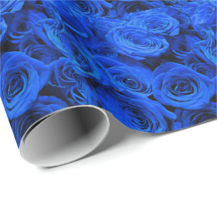 Blau blühende Blumen blauer Rose Geschenkpapier