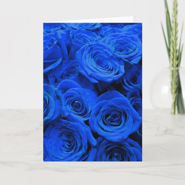 Blau blühende Blumen blauer Rose Karte (Vorderseite)