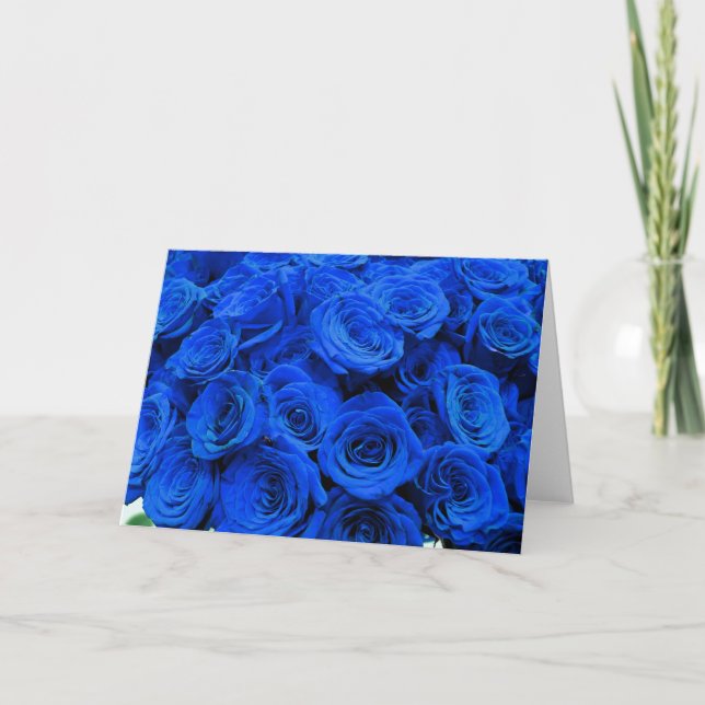 Blau blühende Blumen blauer Rose Karte (Vorderseite)
