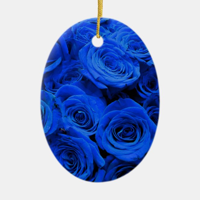 Blau blühende Blumen blauer Rose Keramikornament (Vorne)