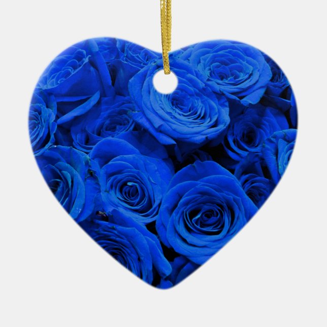 Blau blühende Blumen blauer Rose Keramikornament (Vorne)