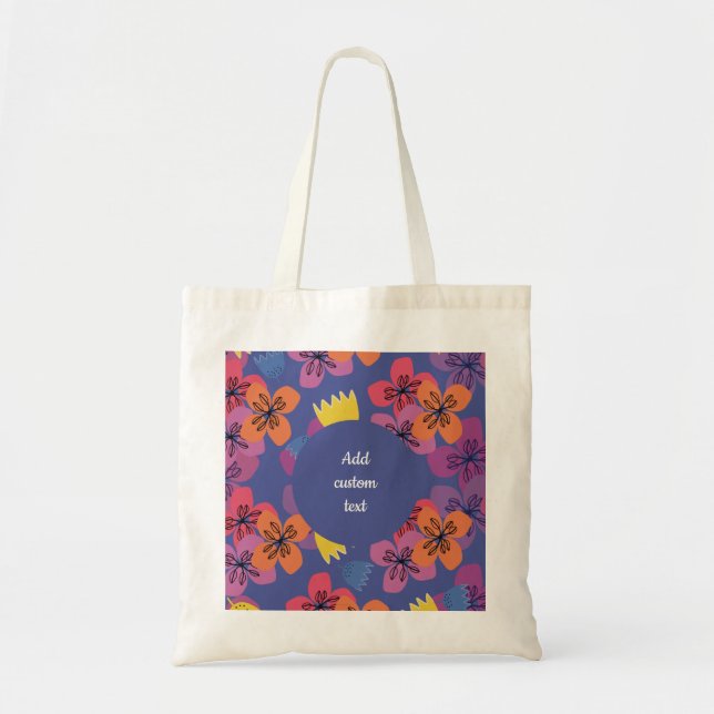 Blau-Blumen bunt Tragetasche (Vorne)
