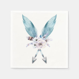Blau Boho Boheme Pfeile Feder Blumenfestival Serviette