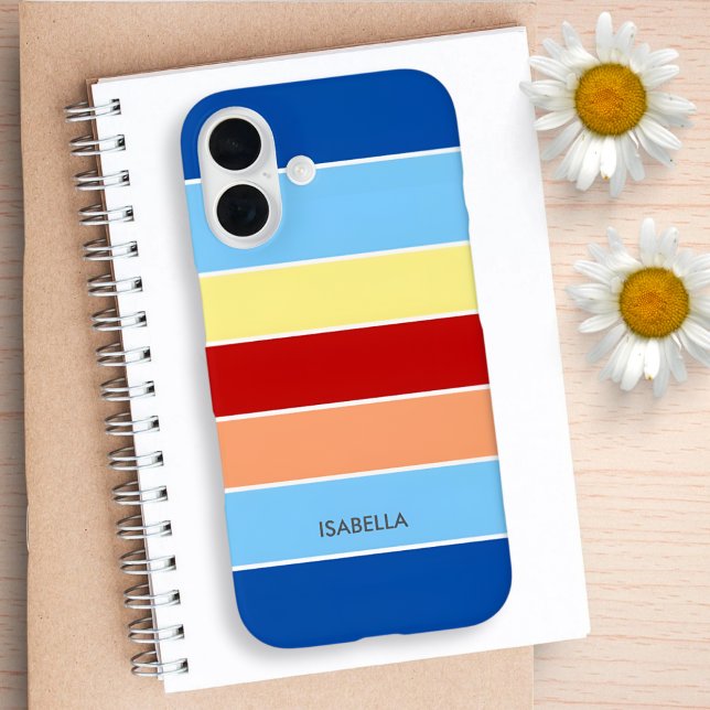 Blau-braun-gelbe Streifen Monogram-Mat Case-Mate iPhone Hülle (Von Creator hochgeladen)