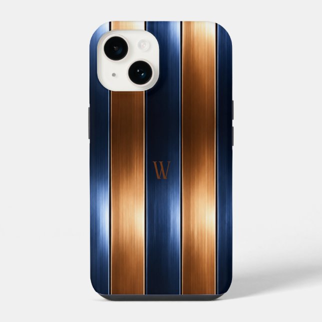 Blau & Braun gestreift  iPhone Hülle (Rückseite)