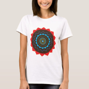 Blau, braun, orange, Red Mandala T-Shirt