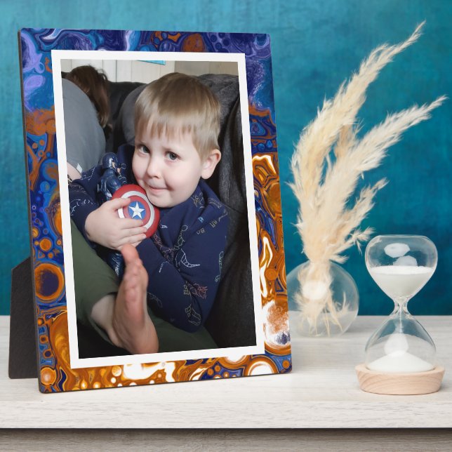 Blau-braune Imitat Marmorboden Foto Plaque Fotoplatte (Seite)