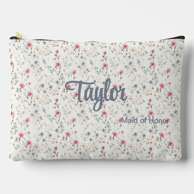 Blau + Burgund Romantisches Brautparty Zubehörtasche (Vorderseite)