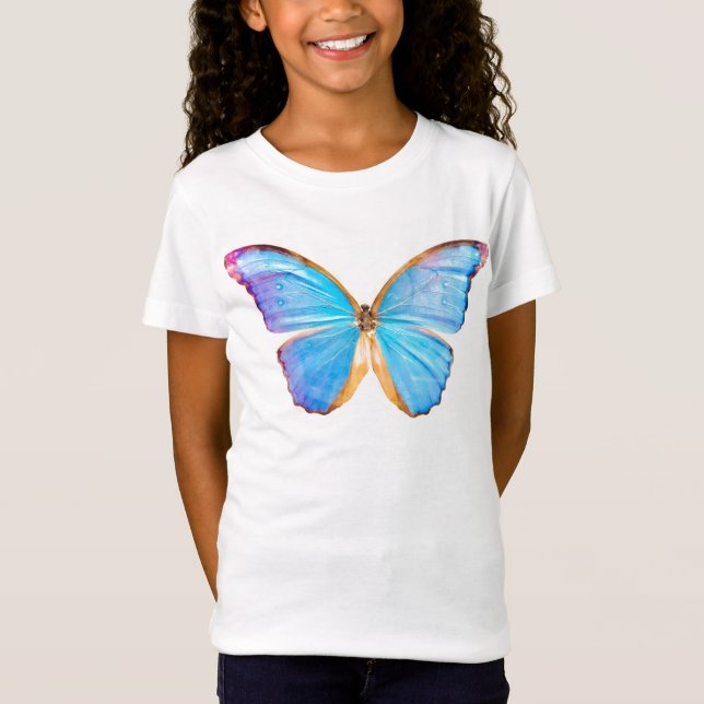 BLAU BUTTERFLY - Mädchen T-Shirt (Vorderseite)