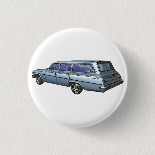 Blau-Chevrolet-Kombiwagen 1962 Button (Vorderseite)
