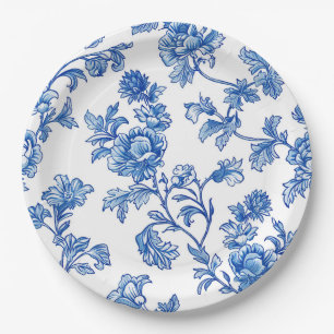 Blau-Chinoiserie-Brautparty Pappteller