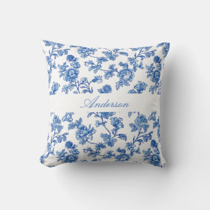 Blau-Chinoiserie-Individuelle Name Kissen