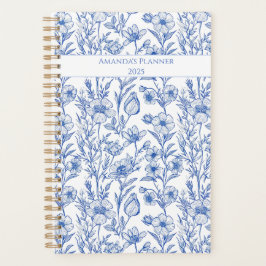 Blau-Chinoiserie-Wildblume Planer