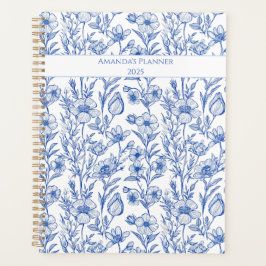 Blau-Chinoiserie-Wildblume Planer