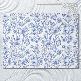 Blau-Chinoiserie-Wildblume Seidenpapier