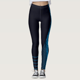 Blau, cool, modern, trendig, schlicht und kurvenre leggings