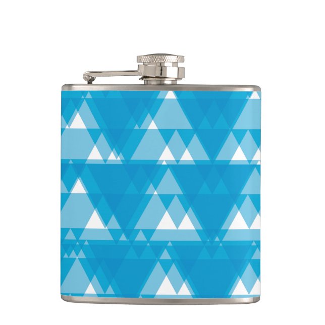 Blau, cool, modern, trendig überlagerte Dreiecke Flachmann (Vorderseite)