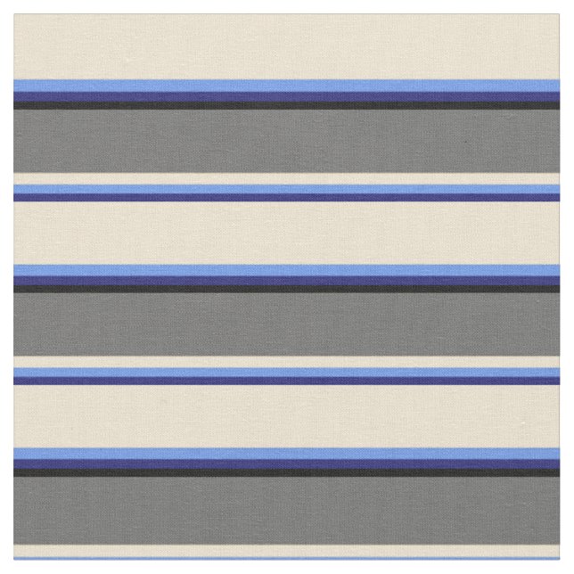 Blau, Cornflower Blau, Beige, Dim Grau und Schwarz Stoff (Nahaufnahme)