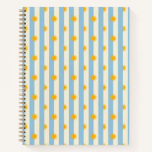 Blau-creme-gestreiftes Gold-Sunburst-Notizbuch - M