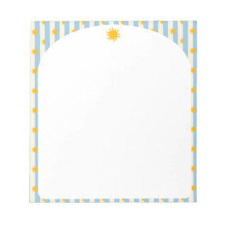 Blau-Creme-Streifen-Goldsunburst-Rand Notizblock