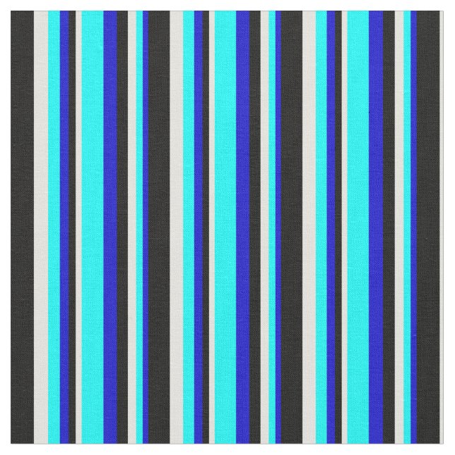 Blau, Cyan, hellgelb und schwarz farbiges Muster Stoff (Nahaufnahme)