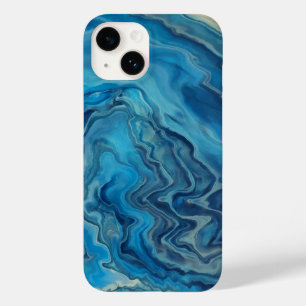 Blau-Cyan-weißer Marmor Akrylabstraktion Case-Mate iPhone 14 Hülle
