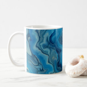 Blau-Cyan-weißer Marmor Akrylabstraktion Kaffeetasse