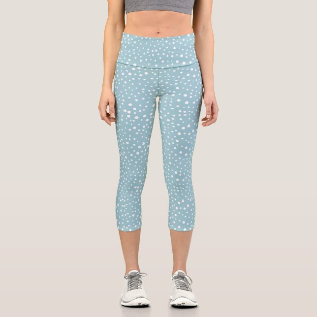 Blau-Dalmatiner-Punkte, Dalmatiner-Punkte, gepunkt Capri Leggings (Vorderseite)