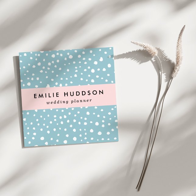 Blau-Dalmatiner-Punkte, Dalmatiner-Punkte, gepunkt Quadratische Visitenkarte (Von Creator hochgeladen)